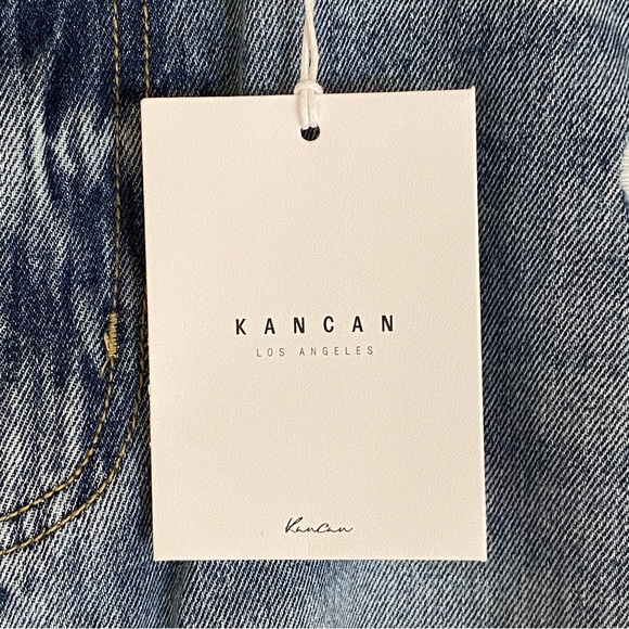 KanCan Jeans Distressed Size 11/29 High Rise Straight NWT Paint Splatter NEW - Picture 2 of 7